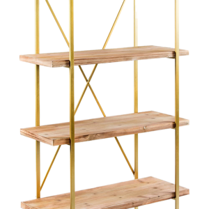 Book Shelf - Golden on Iron and Natural wood - BS-3072