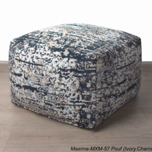 Jacquard Maxima Poufs Ivory Charcoal 20x20x14 inch