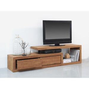Modern 2 drawer TV cabniet - Natural Acacia wood finish - NIPL10216