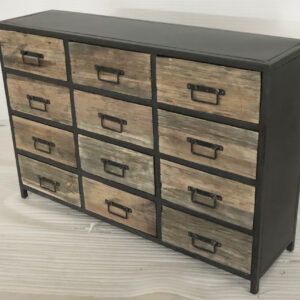12 drawer storage cabinet - Black and natural wood finish - NIPL10340