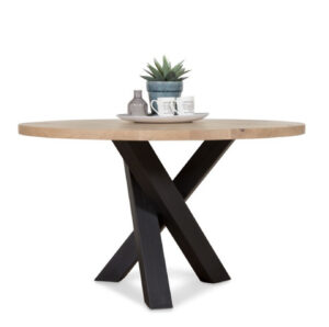 Cross metal leg dining table - Natural wood finish - NIPL10516