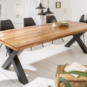 Industrial Dining table - Black metal and natural wood finish - NIPL10743