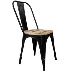 Metal cello chair - Black metal and natural wood finish - NIPL10915