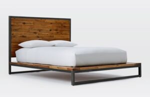 Industrial Platform Bed with Metal Frame - Natural Acacia wood - NIPL10960