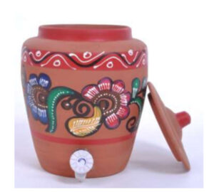 Earthern Utensils - CLAY RED WATER POT(WITH PAINTING) 6.5 LTR - EBM140