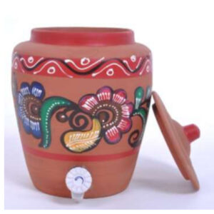 Earthern Utensils - CLAY RED WATER POT(WITH PAINTING) 6.5 LTR - EBM140