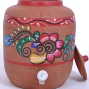 Earthern Utensils - CLAY RED WATER POT(WITH PAINTING) 17 LTR - EBM145