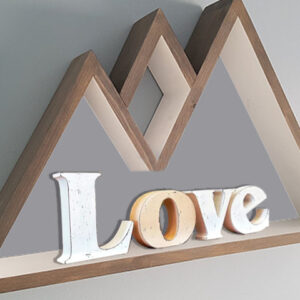 LOVE Wooden Cutouts - Off white with beige - Size 6 to 8'' - CJWC105