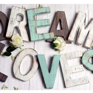 DREAM & LOVE Wooden Cutouts - Multi colour - Size 6 to 8'' - CJWC114