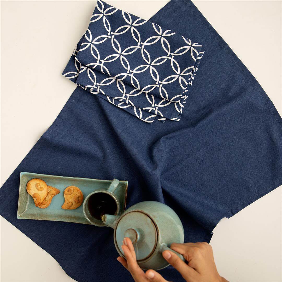 Indigo Swirl 100% Cotton Dish Towel Set of 2 - CTKEA2243