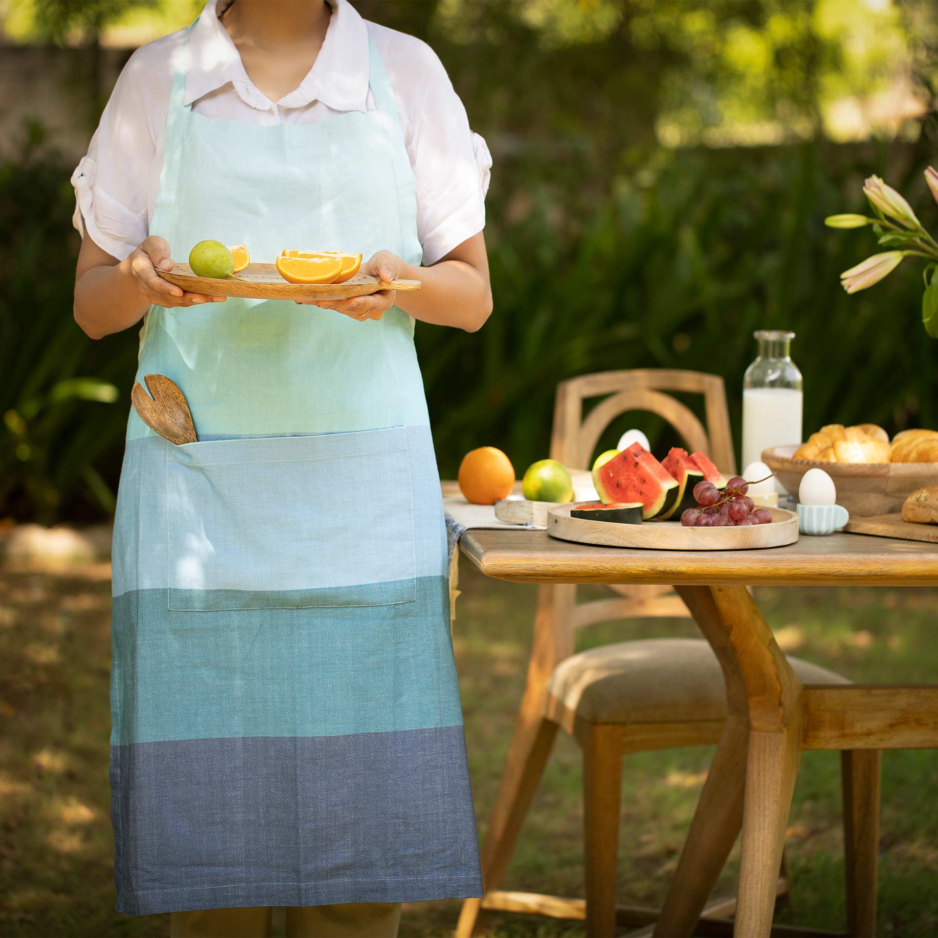 Waffle Blue Kitchen Apron - CTKEA2412