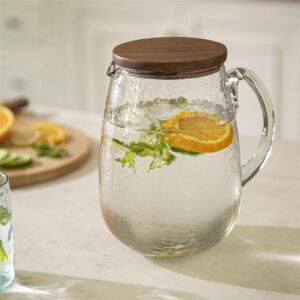 Dewy Glass Jug With Wooden Lid - GSTEA2562