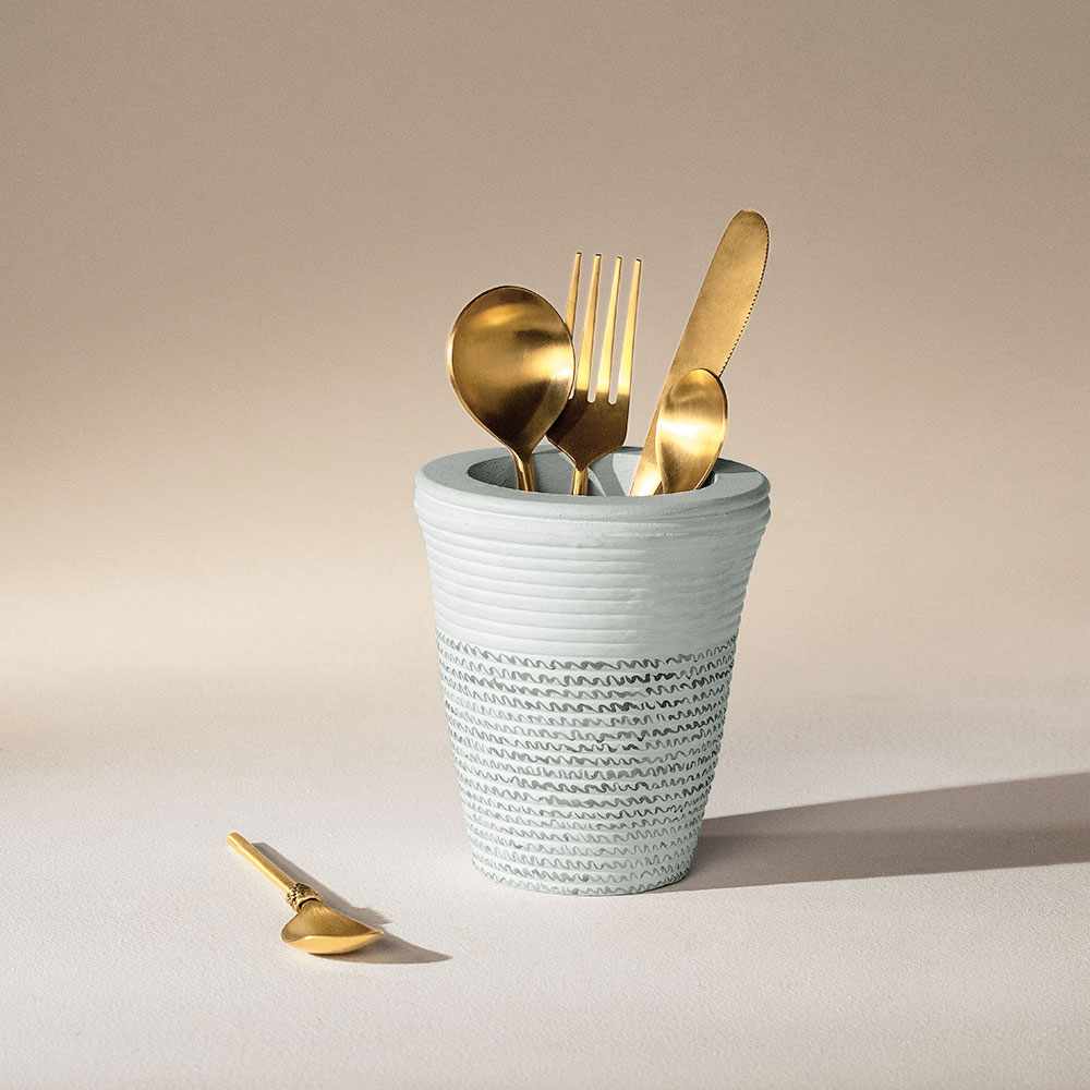 Ripple Papier Mache Utensil Holder - MPKEA2173