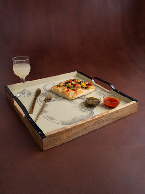 Pulp Square Tray With Metal Handle - MPTEA2625