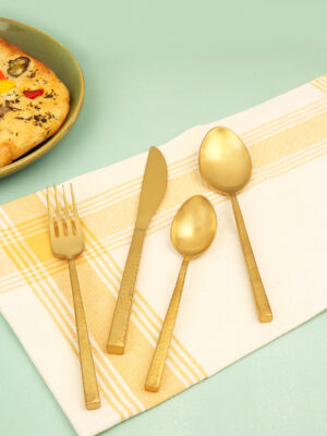 Aurum Gold Hammered Cutlery Set of 4 - MPTEA2693
