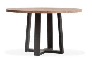 Round dining table with metal legs - Mango Wood - Natural Wood