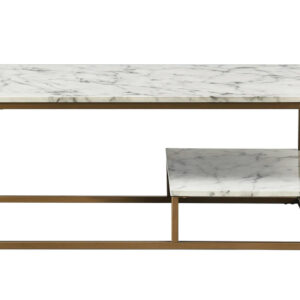 Marble top coffee tables with high shelf - Marble + Metal - White Marble