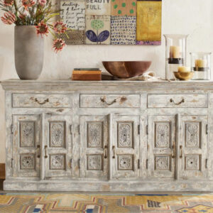 Antique rustic sideboard - Mango Wood - Rustic Gray -  Size 178X45X90 Cms