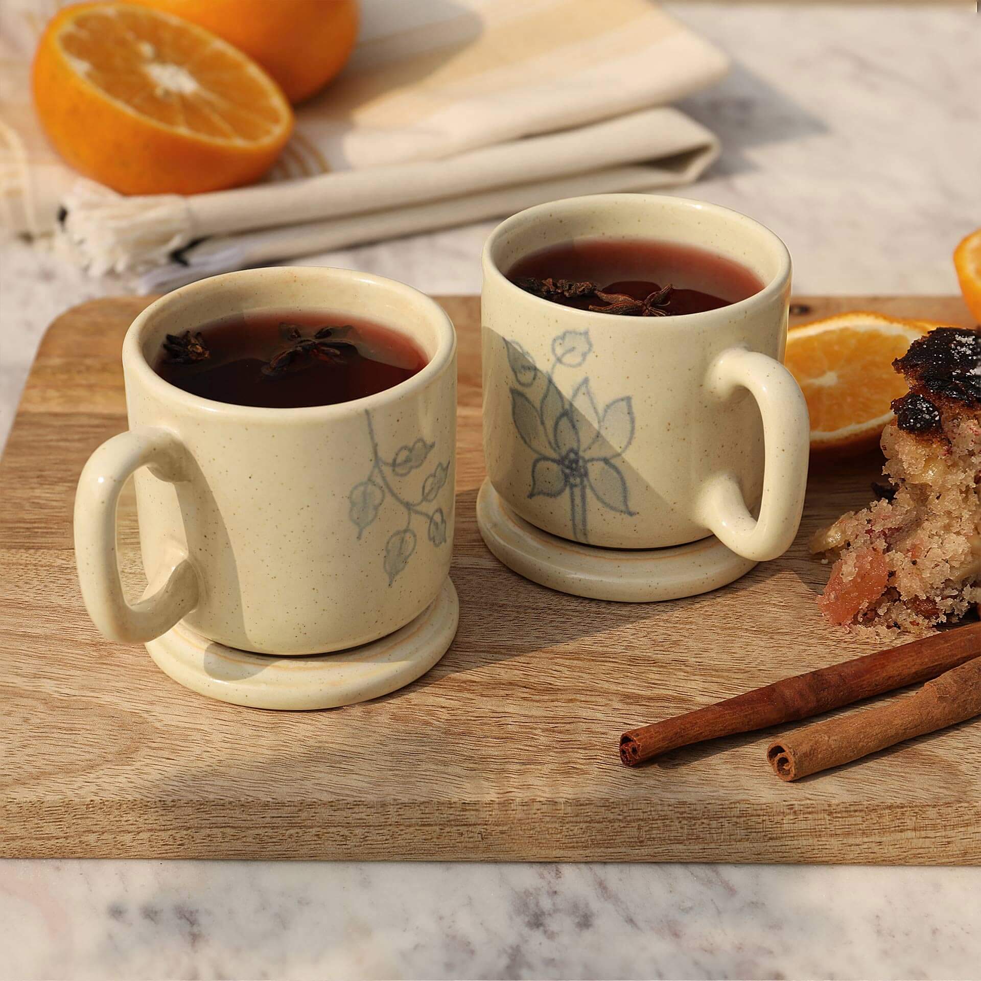 Fiore Ceramic Mug Set of Two with Lid - SWETA2453