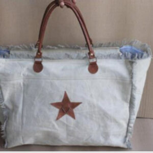 Canvas /leather Handbag Light Blue Colour Size 51X20X38 Inches - Article - BTC506
