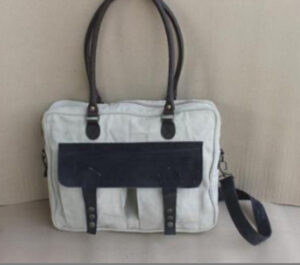 Canvas /leather Handbag Gey Colour Size 41X10X33 Inches - Article - BTC509