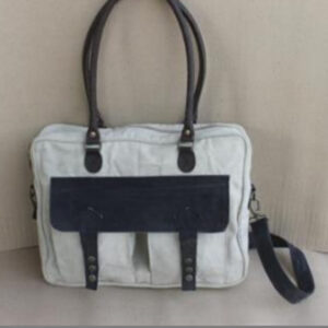 Canvas /leather Handbag Gey Colour Size 41X10X33 Inches - Article - BTC509