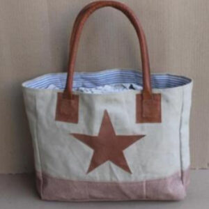 Canvas /leather Handbag Grey Colour Size 32X10X27 Inches - Article - BTC510