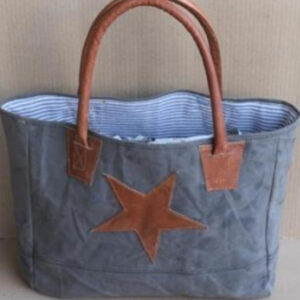 Canvas /leather Handbag Blue Colour Size 32X10X27 Inches - Article - BTC511