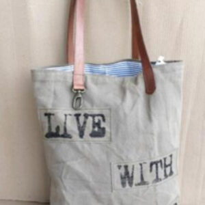 Canvas /leather Handbag Grey Colour Size 41X10X46 Inches - Article - BTC531