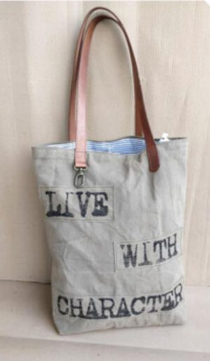 Canvas /leather Handbag Grey Colour Size 41X10X46 Inches - Article - BTC531