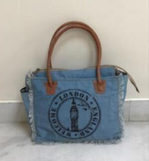 Canvas /leather Handbag Blue Colour Size 33x12.7x25.4 Inches - Article - EXB209A