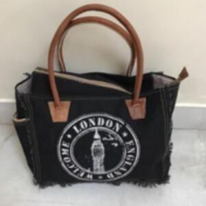 Canvas /leather Handbag Black Colour Size 33x12.7x25.4 Inches - Article - EXB209E