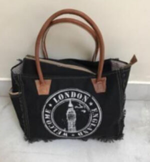 Canvas /leather Handbag Black Colour Size 33x12.7x25.4 Inches - Article - EXB209E