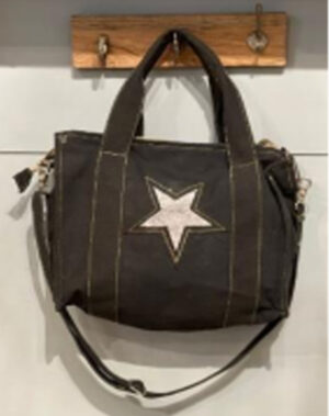 Canvas /leather Handbag Black Colour Size 40x8x36 Inches - Article - EXB212D