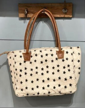 Canvas /leather Handbag Off White Colour Size 36x14x28 Inches - Article - EXB231B